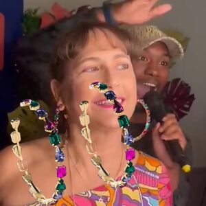 Hoop Earrings Multi-color Rhinestones Vibrant Jewel-Toned Large/Jumbo Hoops